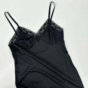 Vintage Vanity Fair Slip Lace‎ Antron III Nylon 70s Black Women’s 36